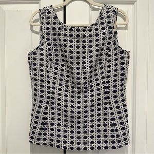 Banana Republic navy white structured sleeveless blouse